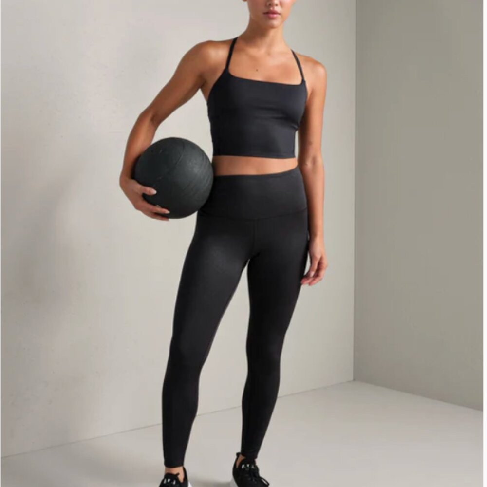 Rhone Shimmer Longline Bra Pure Black Small | Worn Once